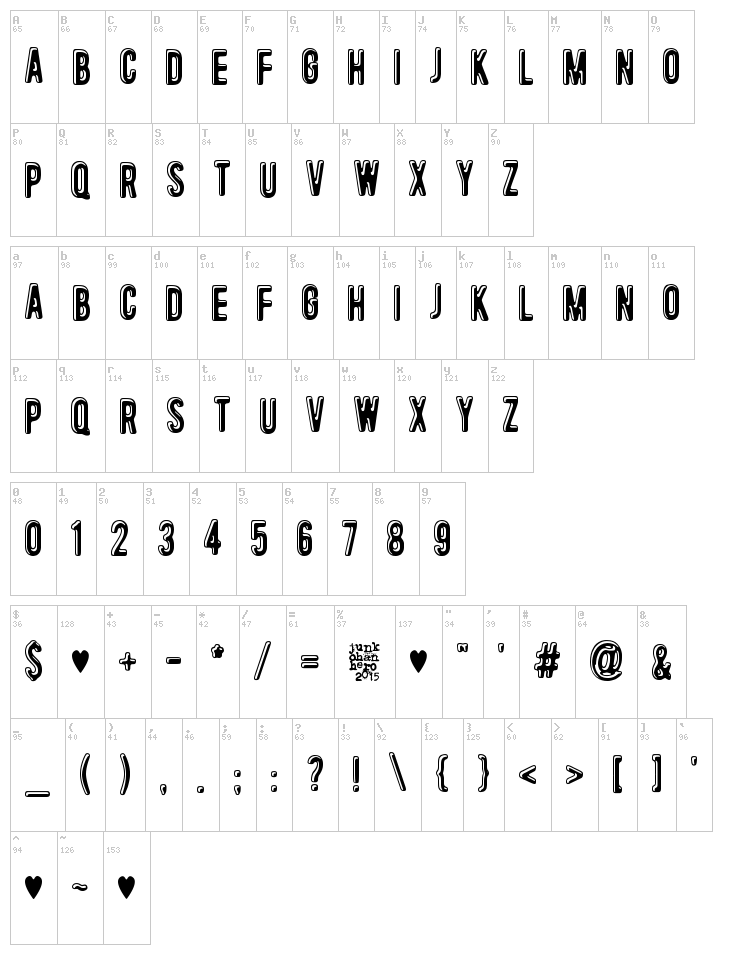 I love you font map